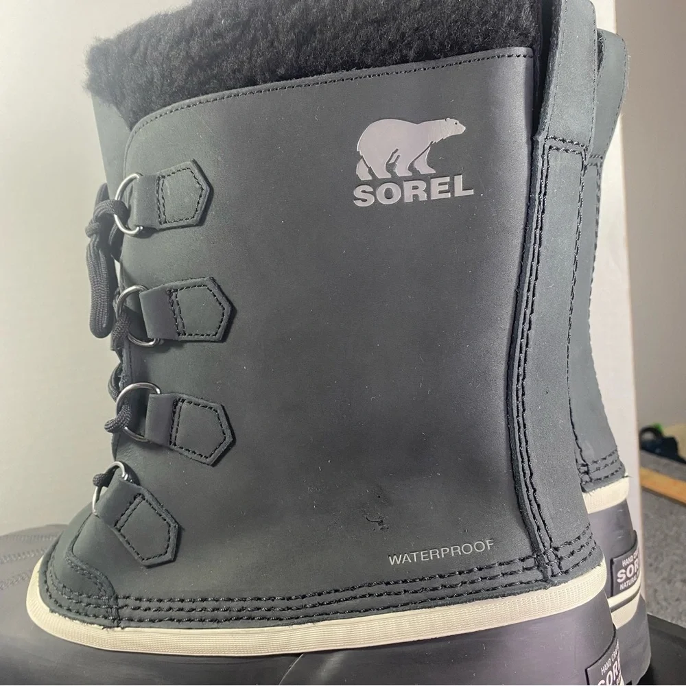 SOREL Caribou Waterproof Boot Insulated Black Dark Stone Natural Rubber Men's 13